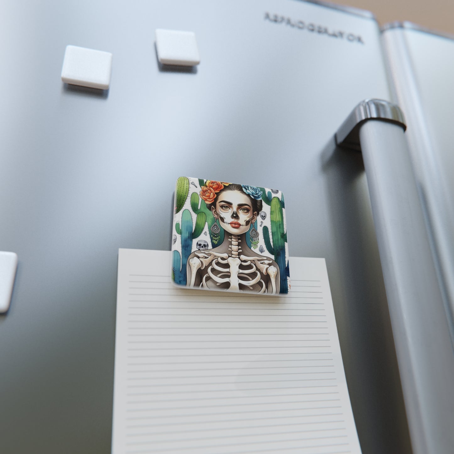 Frida con Nopal #2 - Porcelain Magnet, Square