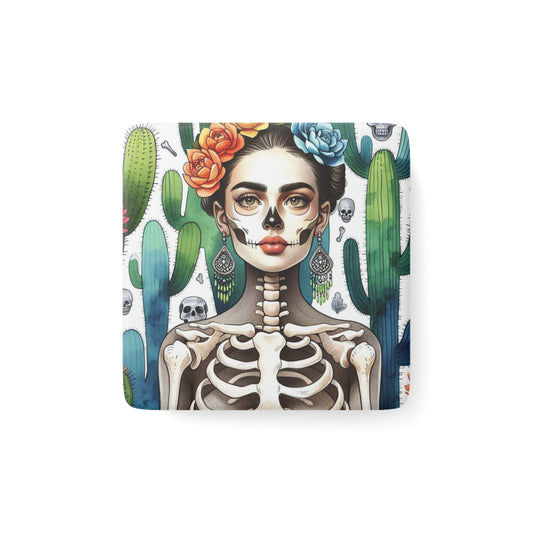 Frida con Nopal #2 - Porcelain Magnet, Square