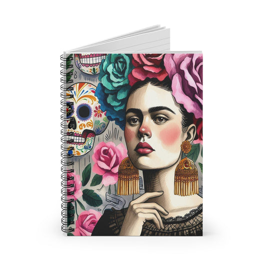 Frida con Rosas - Spiral Notebook - Ruled Line