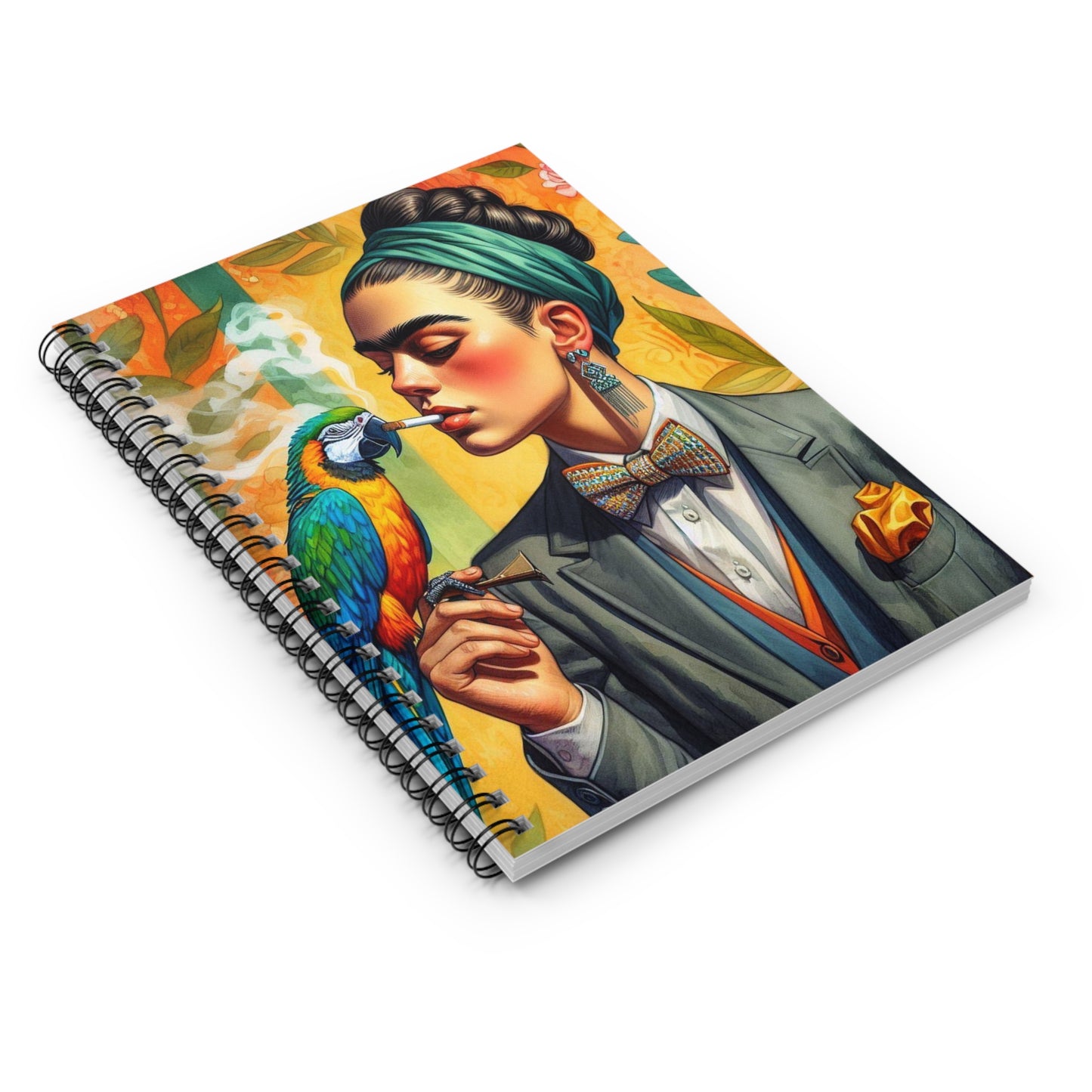 Frida w/Parrot - Spiral Notebook - Ruled Line