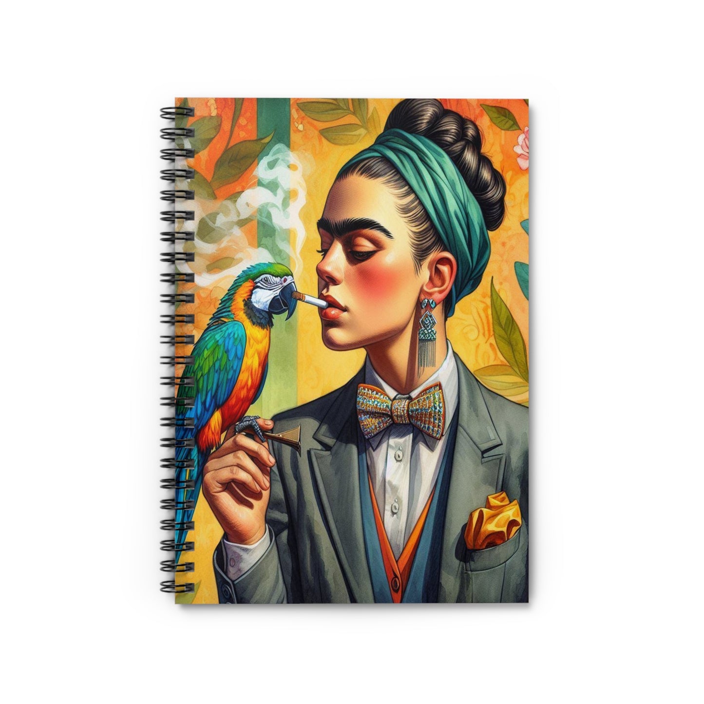 Frida w/Parrot - Spiral Notebook - Ruled Line