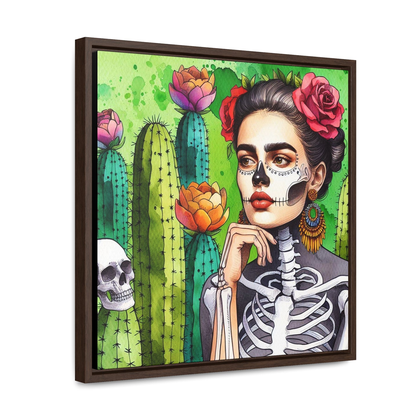 Frida con Nopal - Gallery Canvas Wraps, Square Frame