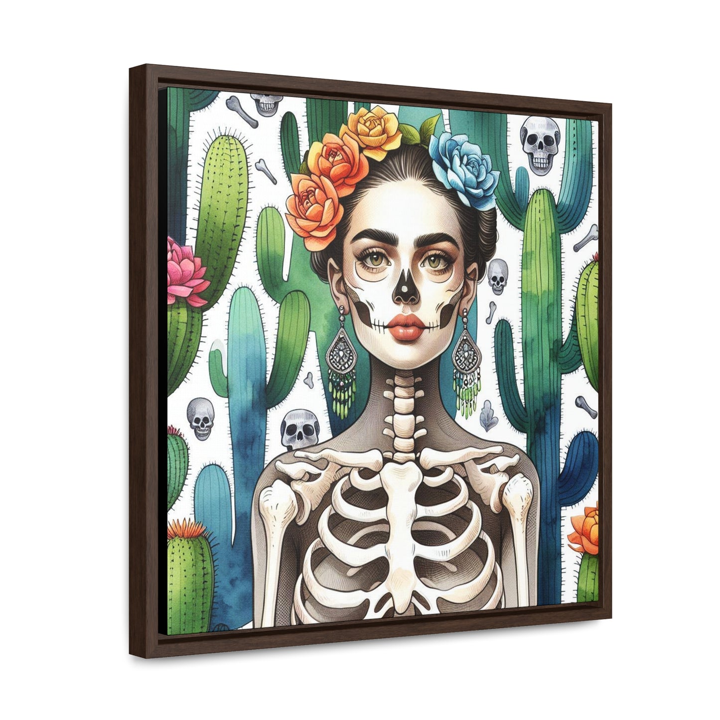 Frida con Nopal #2 - Gallery Canvas Wraps, Square Frame