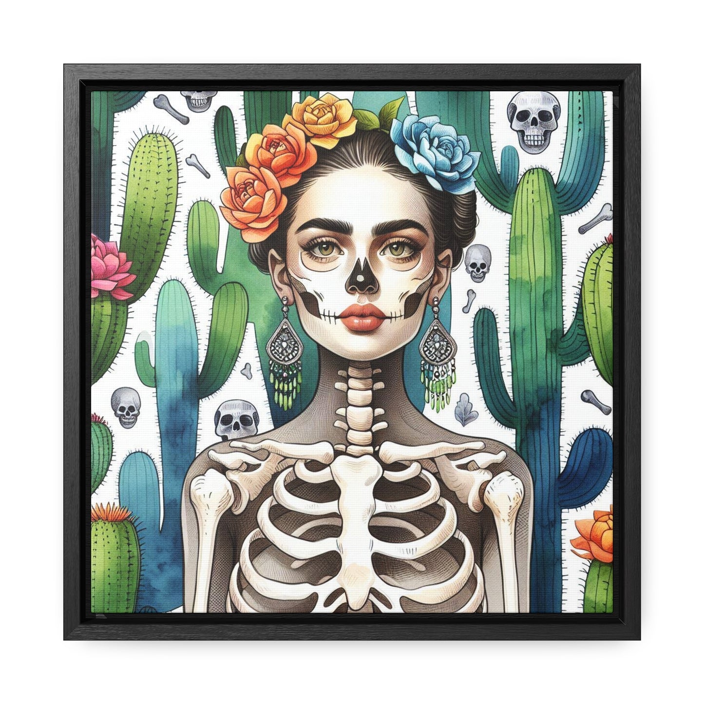 Frida con Nopal #2 - Gallery Canvas Wraps, Square Frame