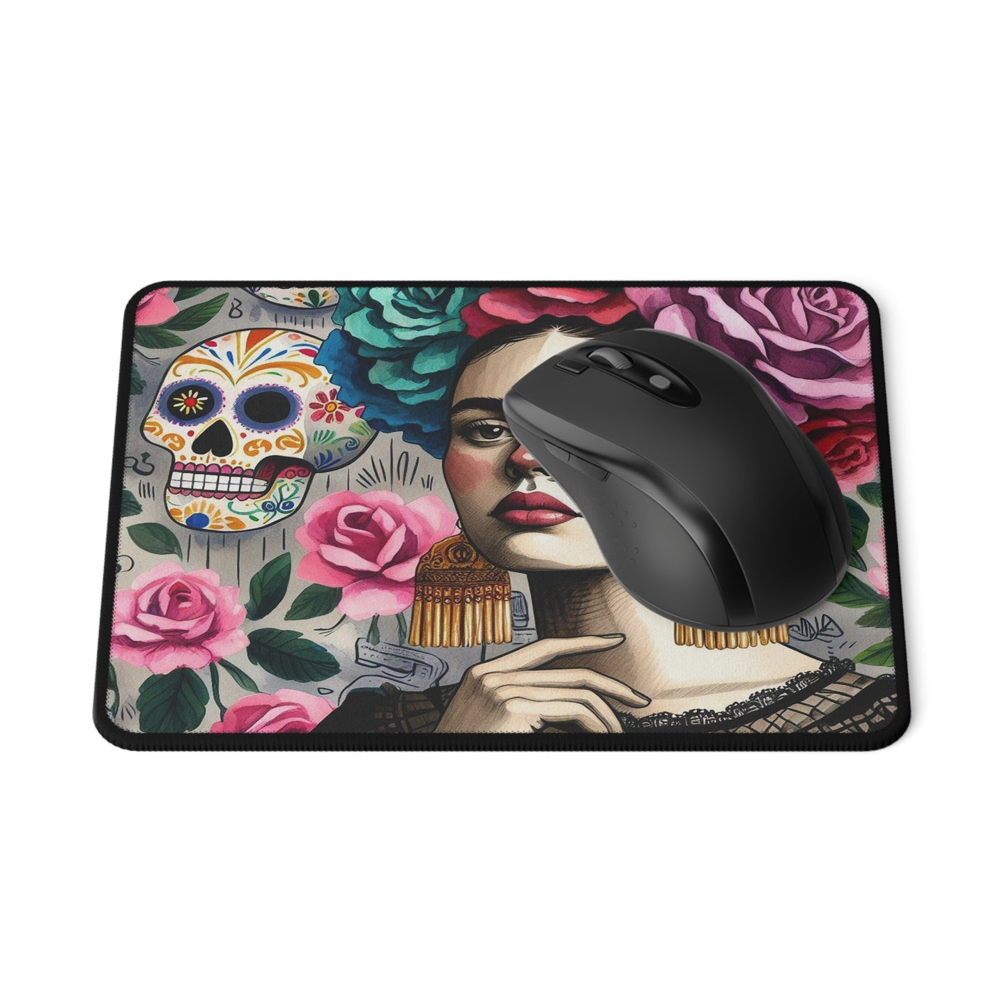 Frida con Rosas - Non-Slip Gaming Mouse Pad