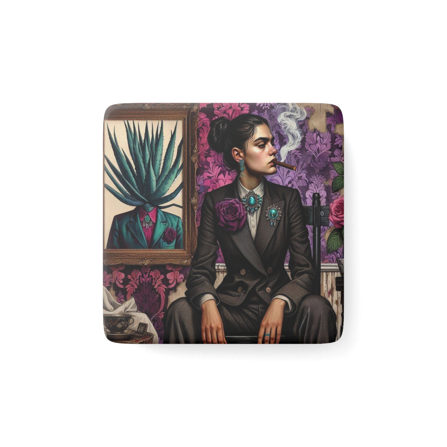 Frida Surrealista - Porcelain Magnet, Square