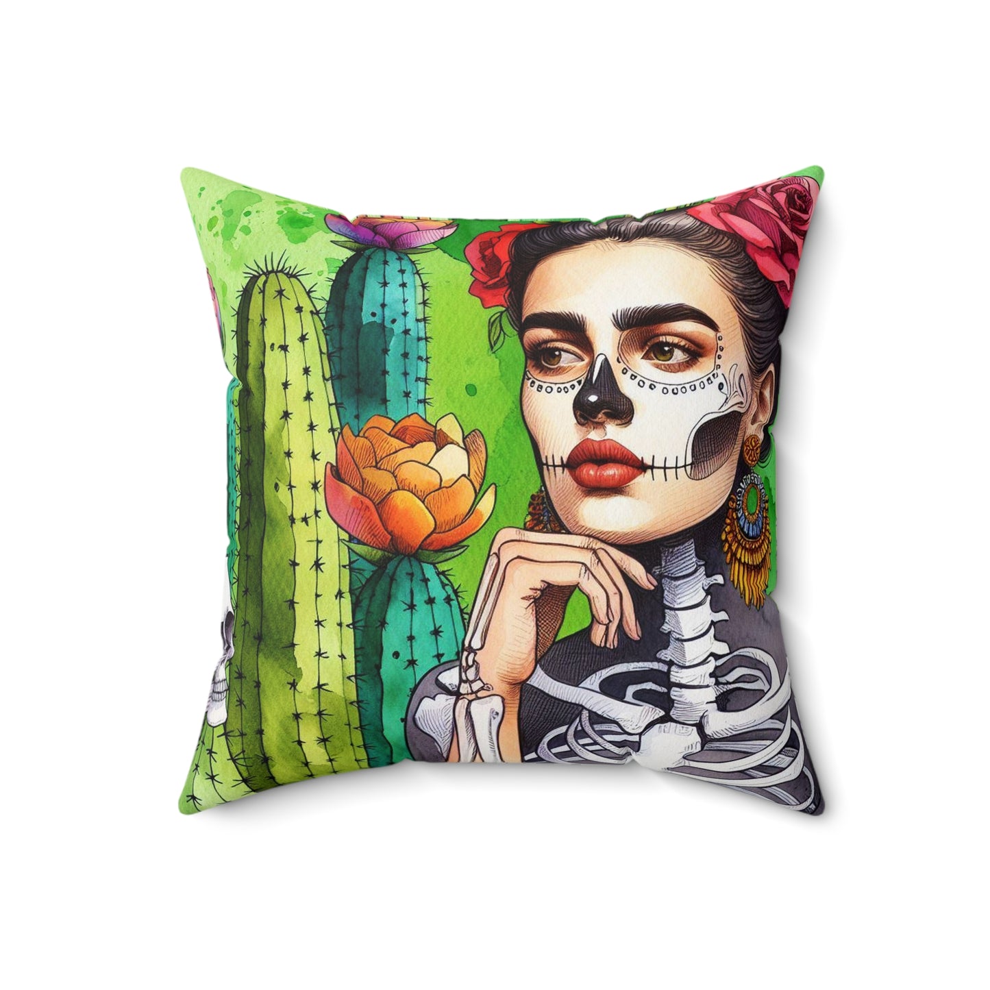 Frida con Nopal -  Pillow (18x18) (20x20)