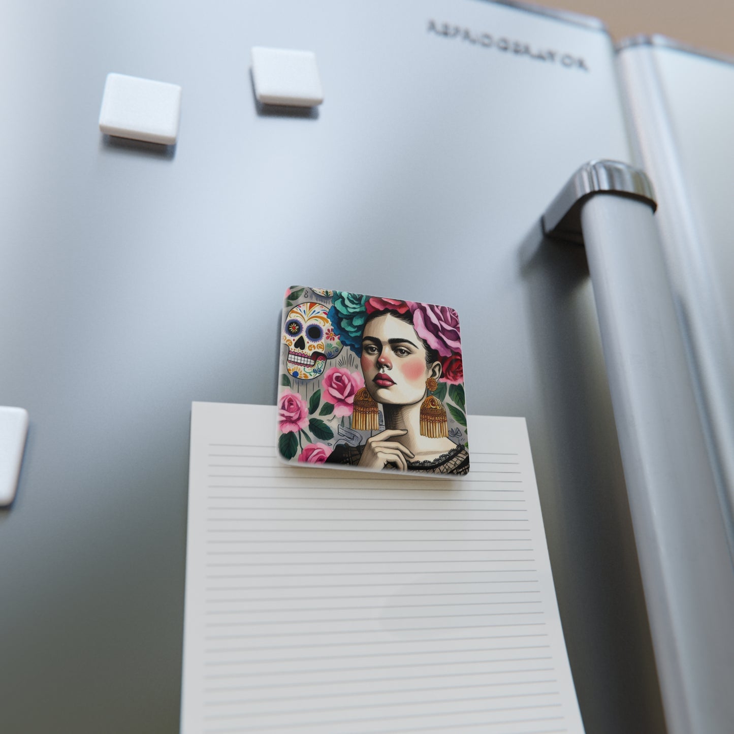 Frida con Rosas - Porcelain Magnet, Square