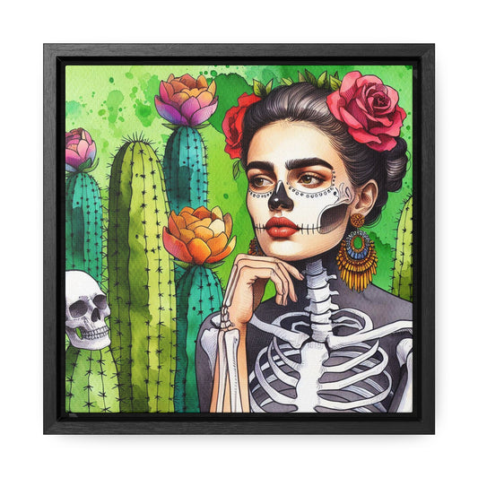 Frida con Nopal - Gallery Canvas Wraps, Square Frame