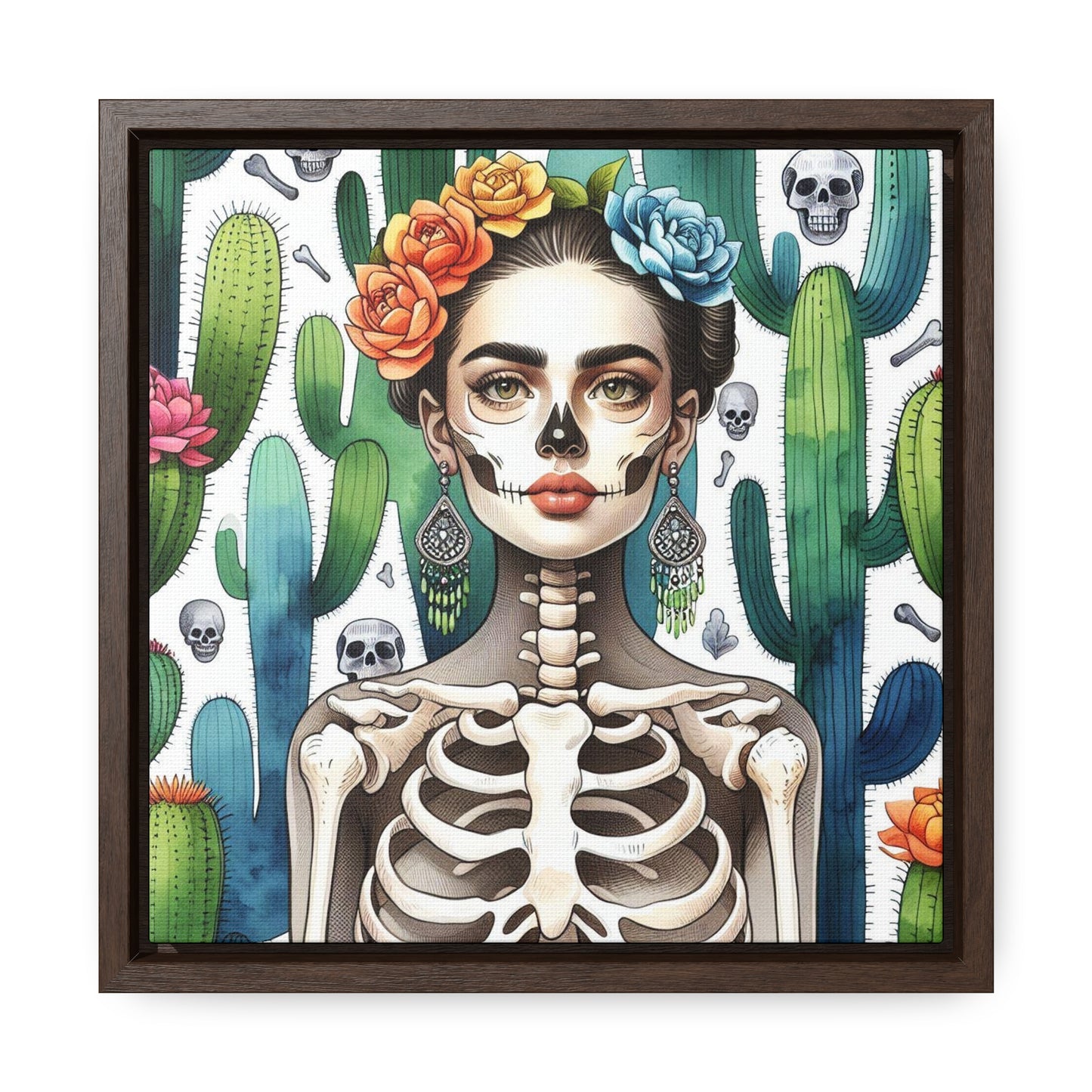 Frida con Nopal #2 - Gallery Canvas Wraps, Square Frame