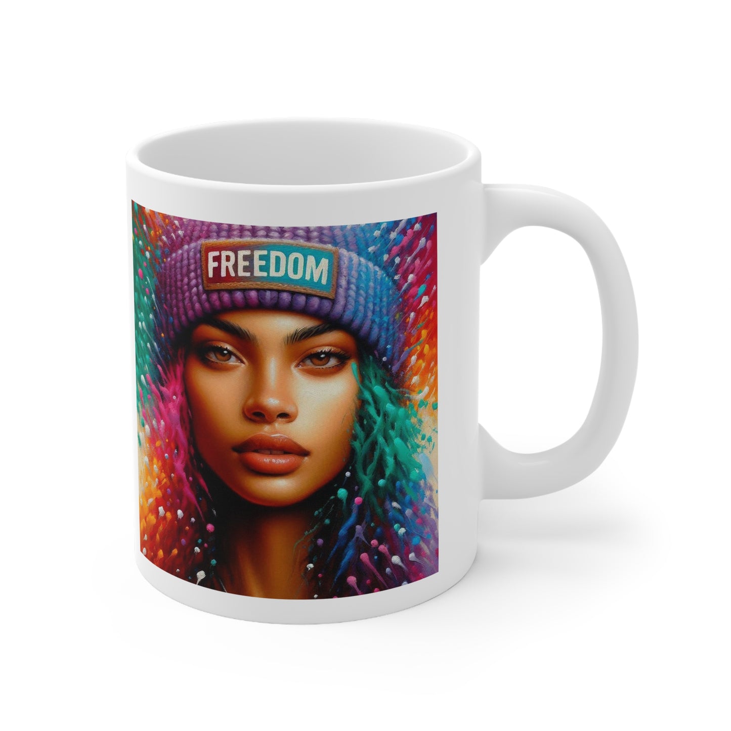 Freedom #2 - White Ceramic Mug, 11oz