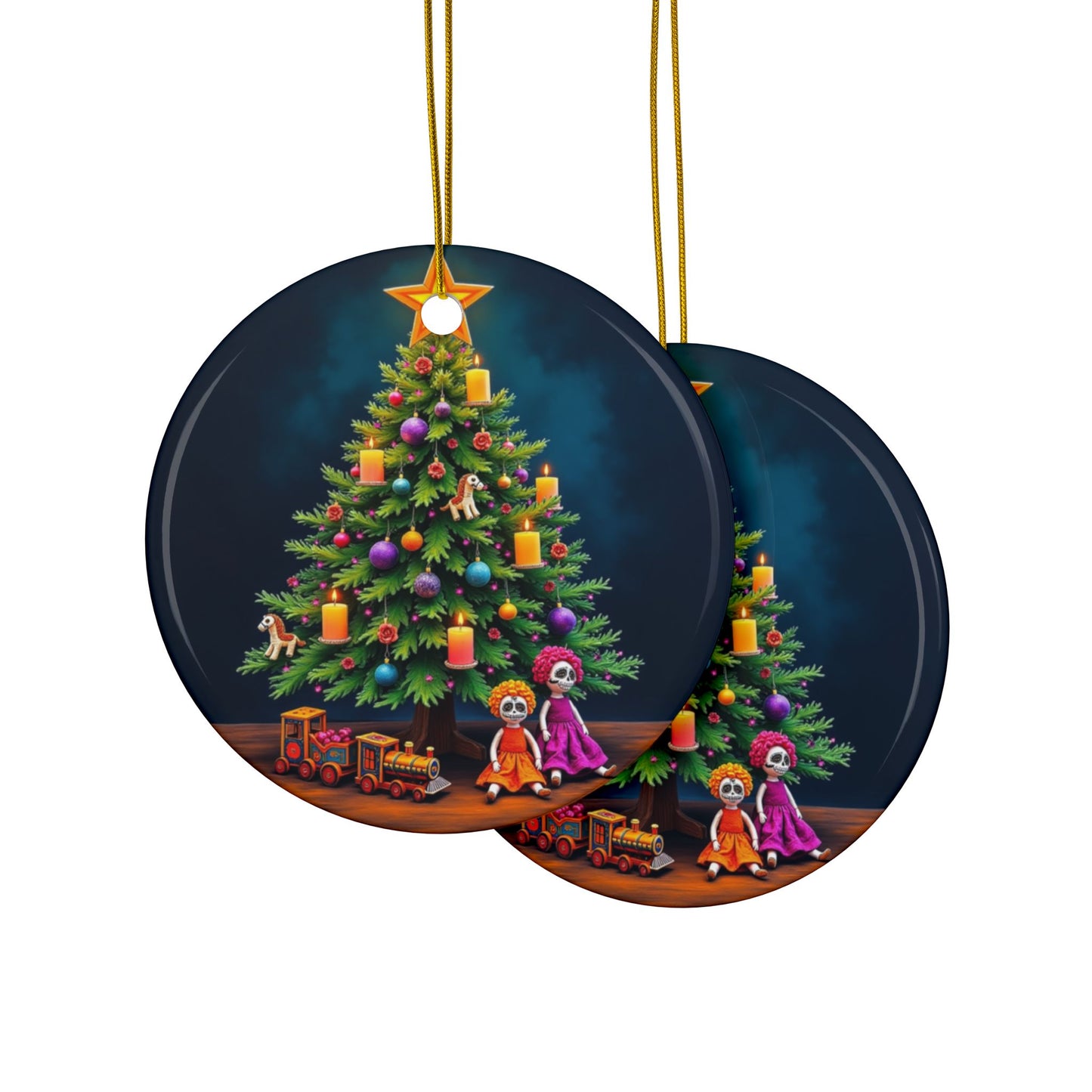 Arbol de Navidad #2 - Ceramic Ornaments, 2-Side Print, (1pc, 3pcs)