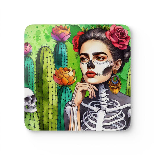 Frida con Nopal - Corkwood Coaster Set