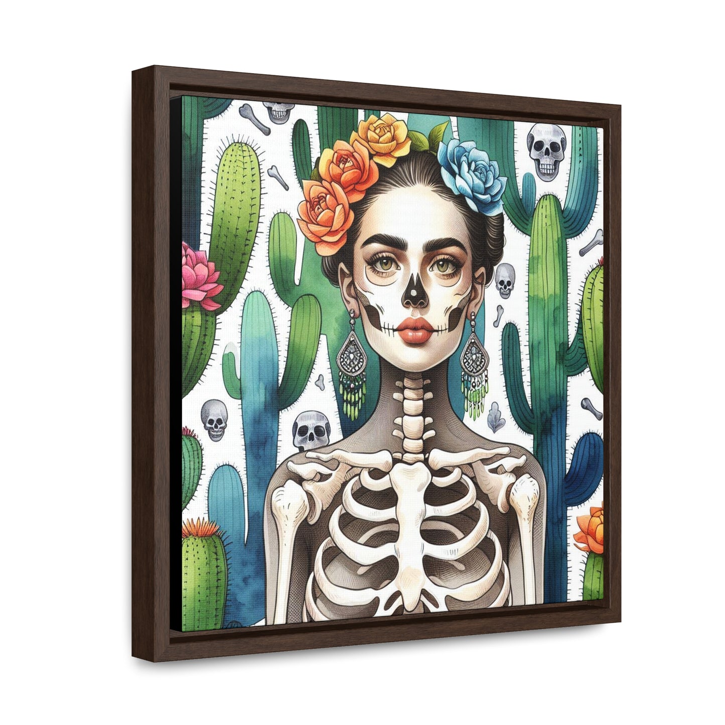 Frida con Nopal #2 - Gallery Canvas Wraps, Square Frame