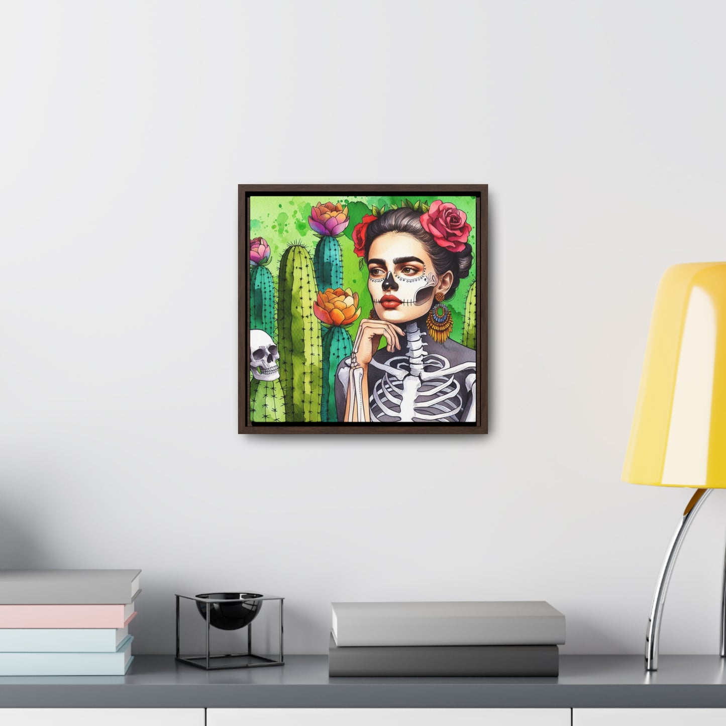 Frida con Nopal - Gallery Canvas Wraps, Square Frame