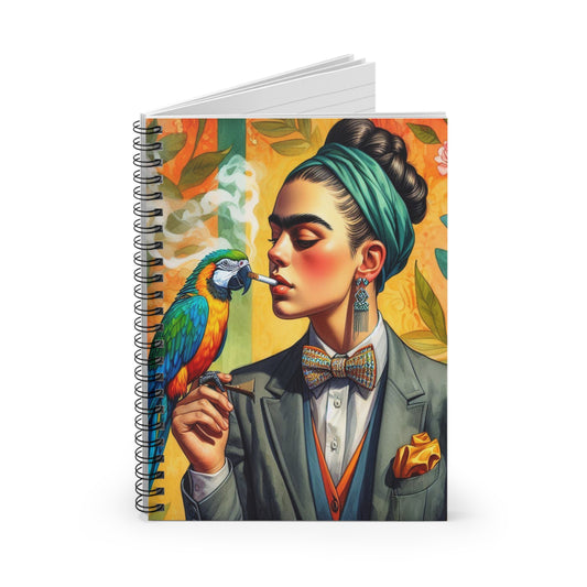 Frida w/Parrot - Spiral Notebook - Ruled Line