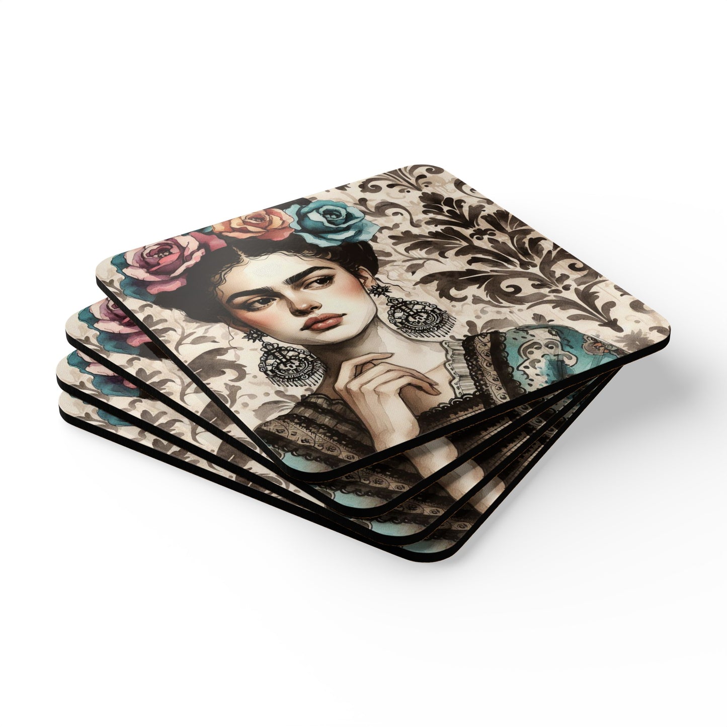 Frida Azul - Corkwood Coaster Set