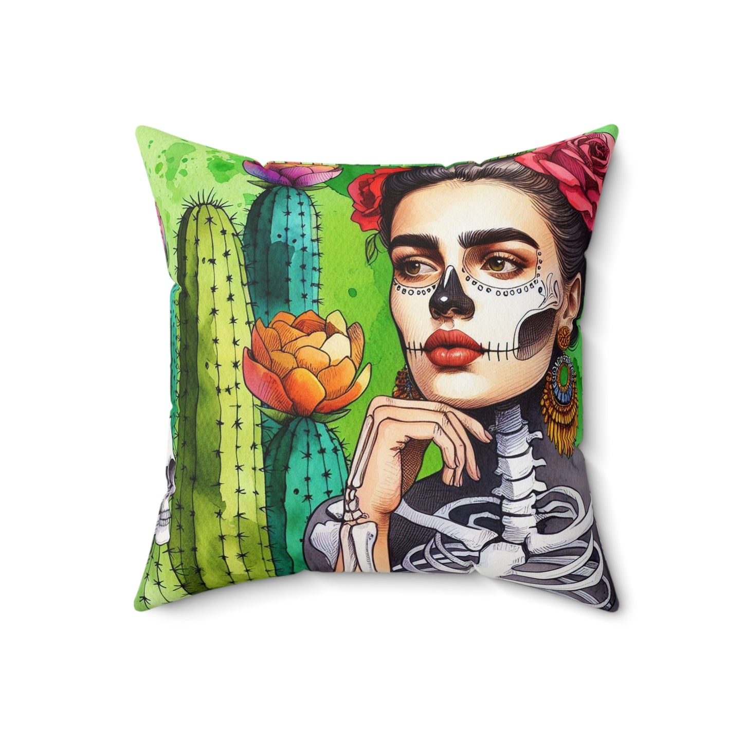 Frida con Nopal -  Pillow (18x18) (20x20)