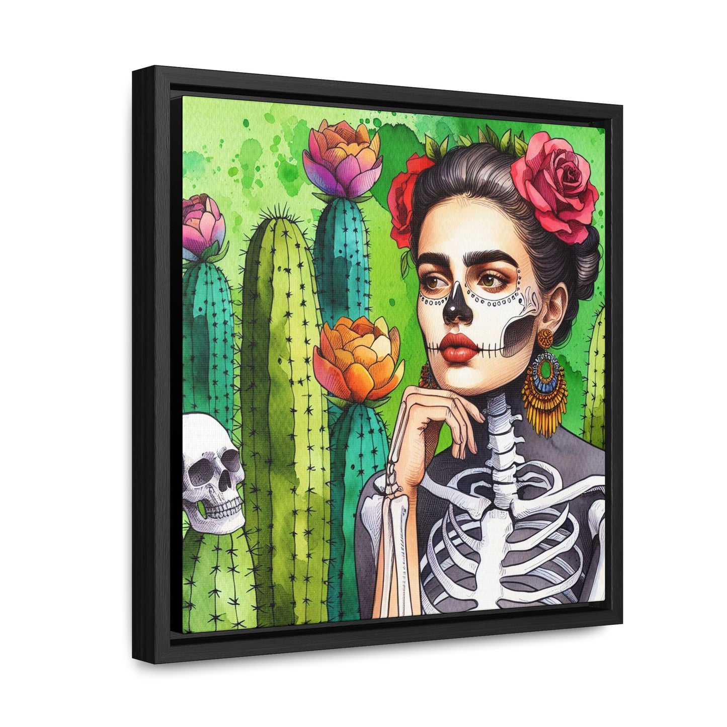 Frida con Nopal - Gallery Canvas Wraps, Square Frame