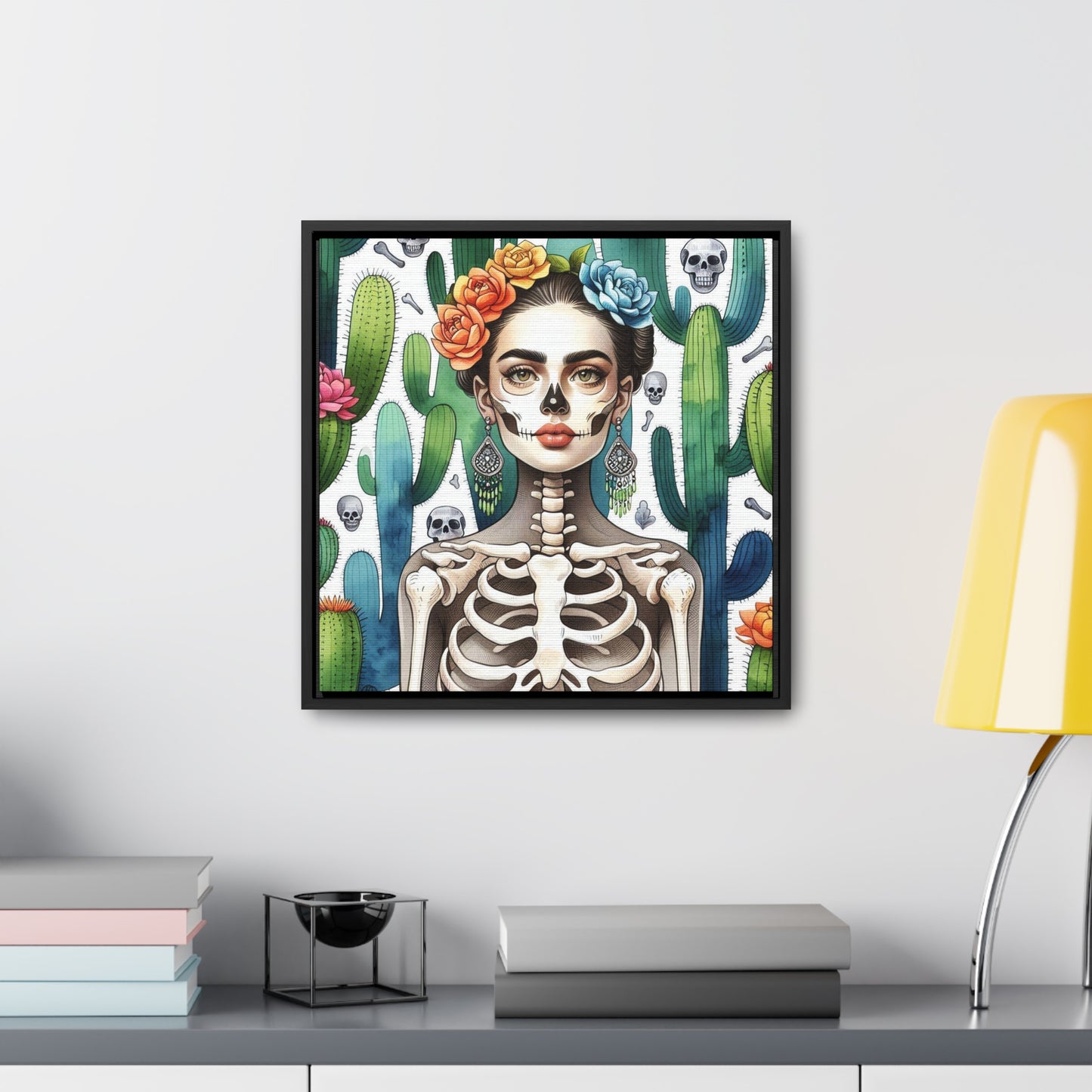 Frida con Nopal #2 - Gallery Canvas Wraps, Square Frame