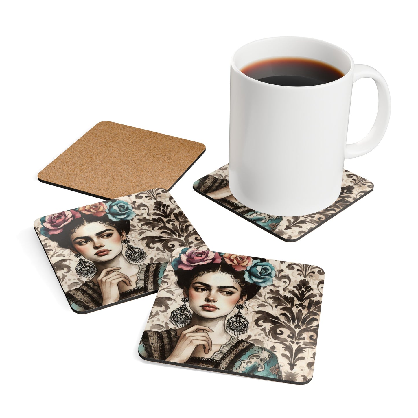 Frida Azul - Corkwood Coaster Set