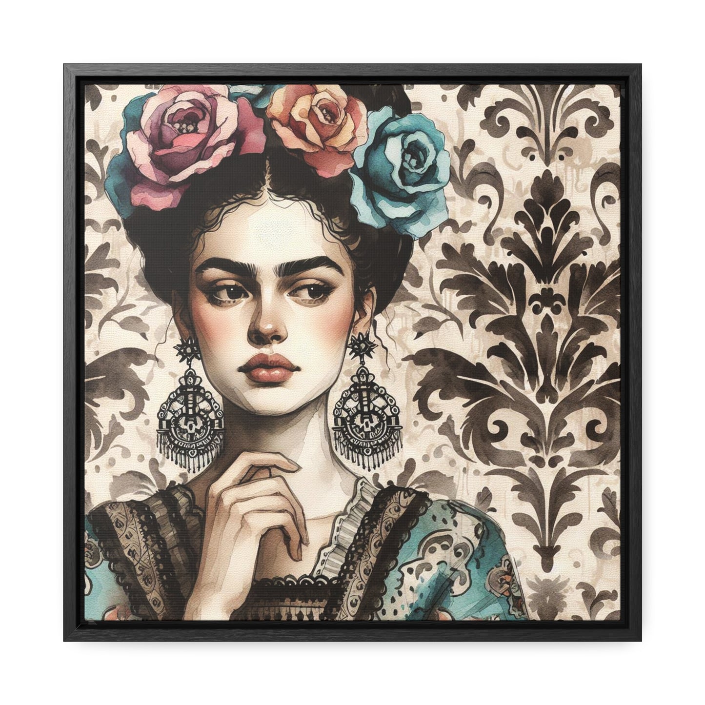 Frida Azul - Gallery Canvas Wraps, Square Frame