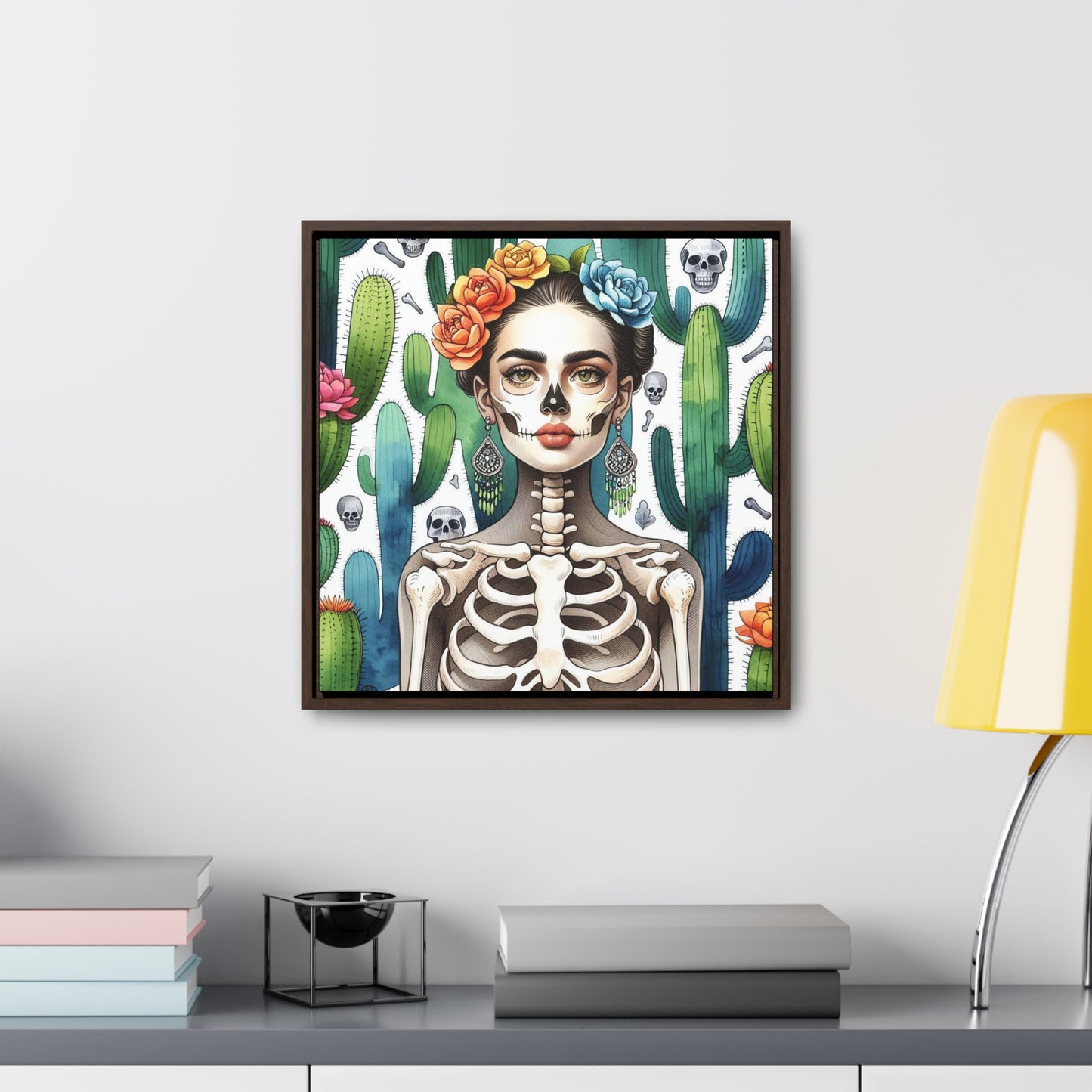 Frida con Nopal #2 - Gallery Canvas Wraps, Square Frame