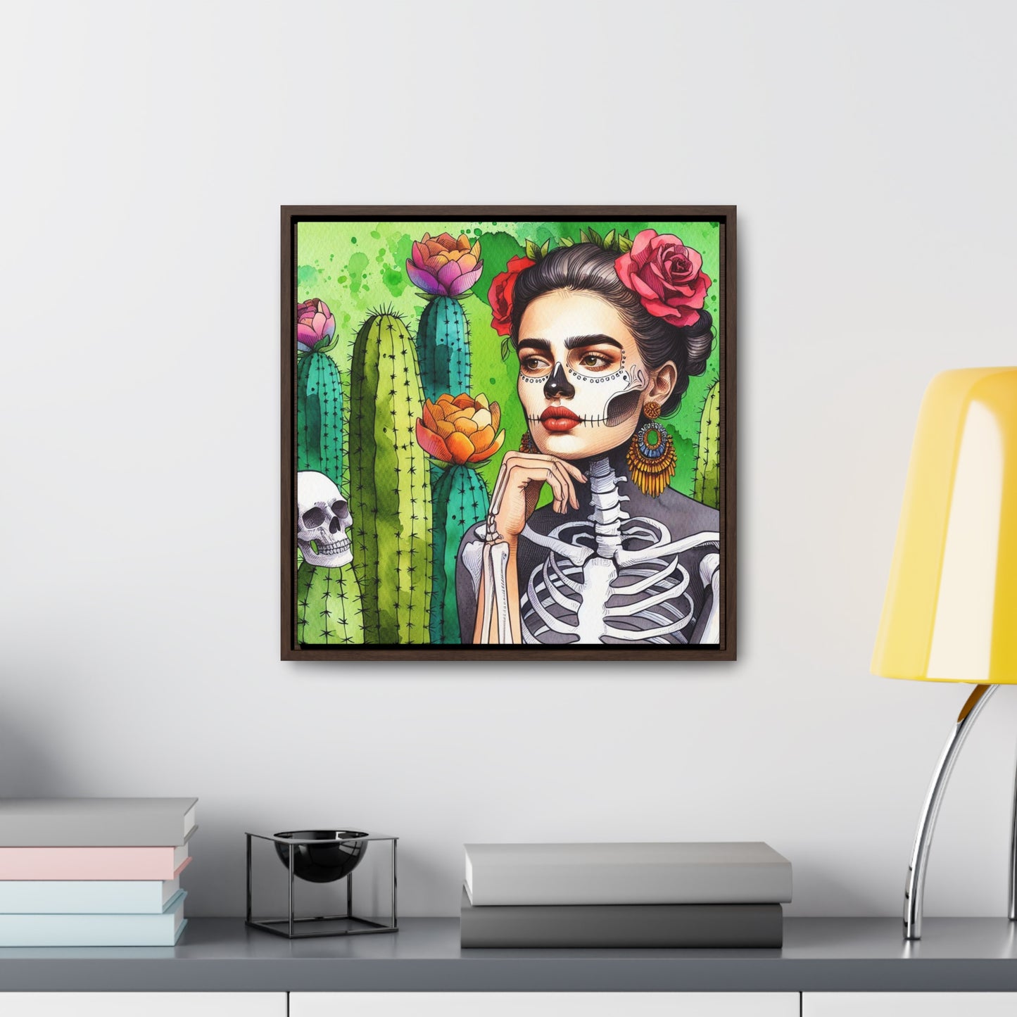 Frida con Nopal - Gallery Canvas Wraps, Square Frame