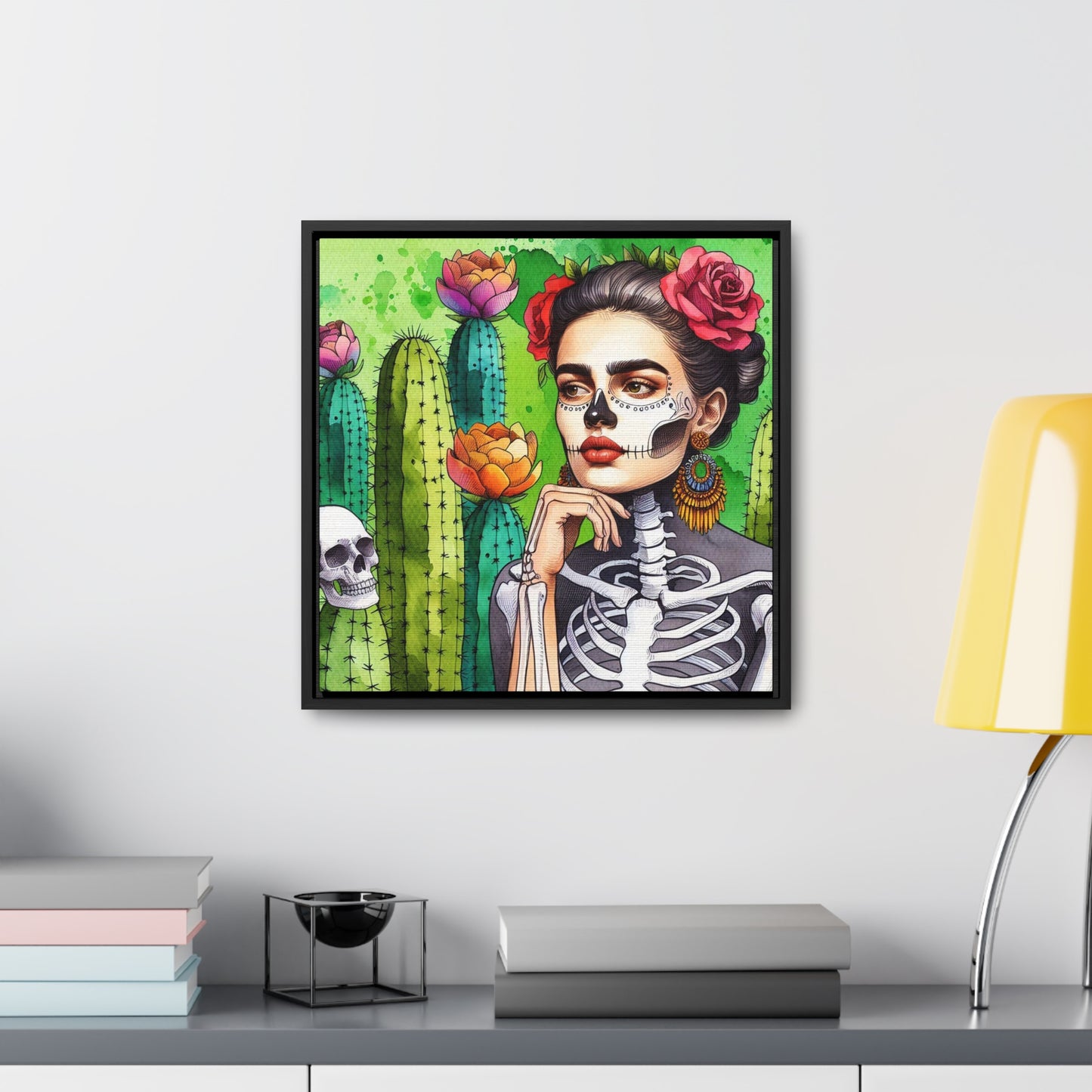 Frida con Nopal - Gallery Canvas Wraps, Square Frame