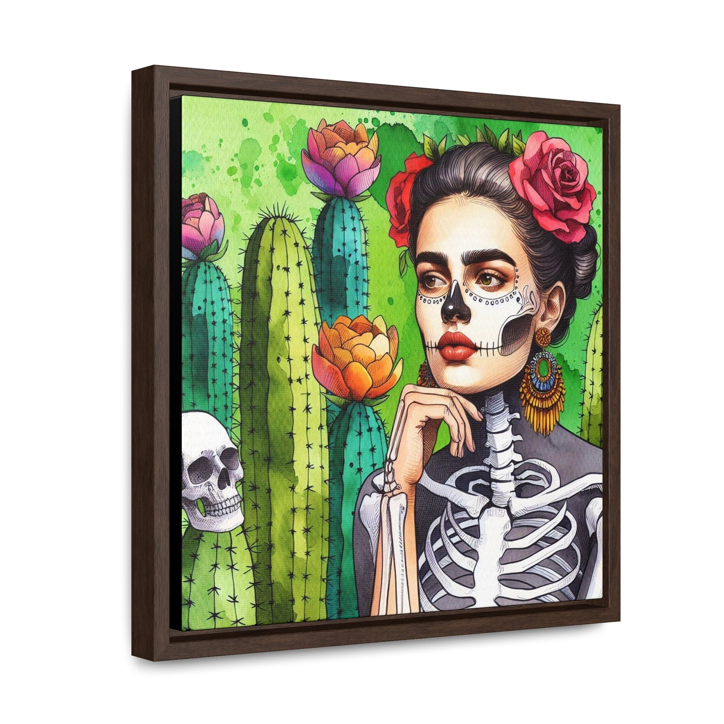 Frida con Nopal - Gallery Canvas Wraps, Square Frame