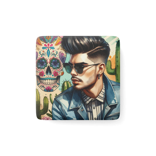 Javier - Porcelain Magnet, Square