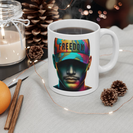 Freedom - White Ceramic Mug, 11oz