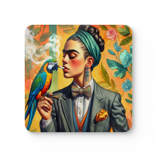 Frida w/Parrot - Corkwood Coaster Set