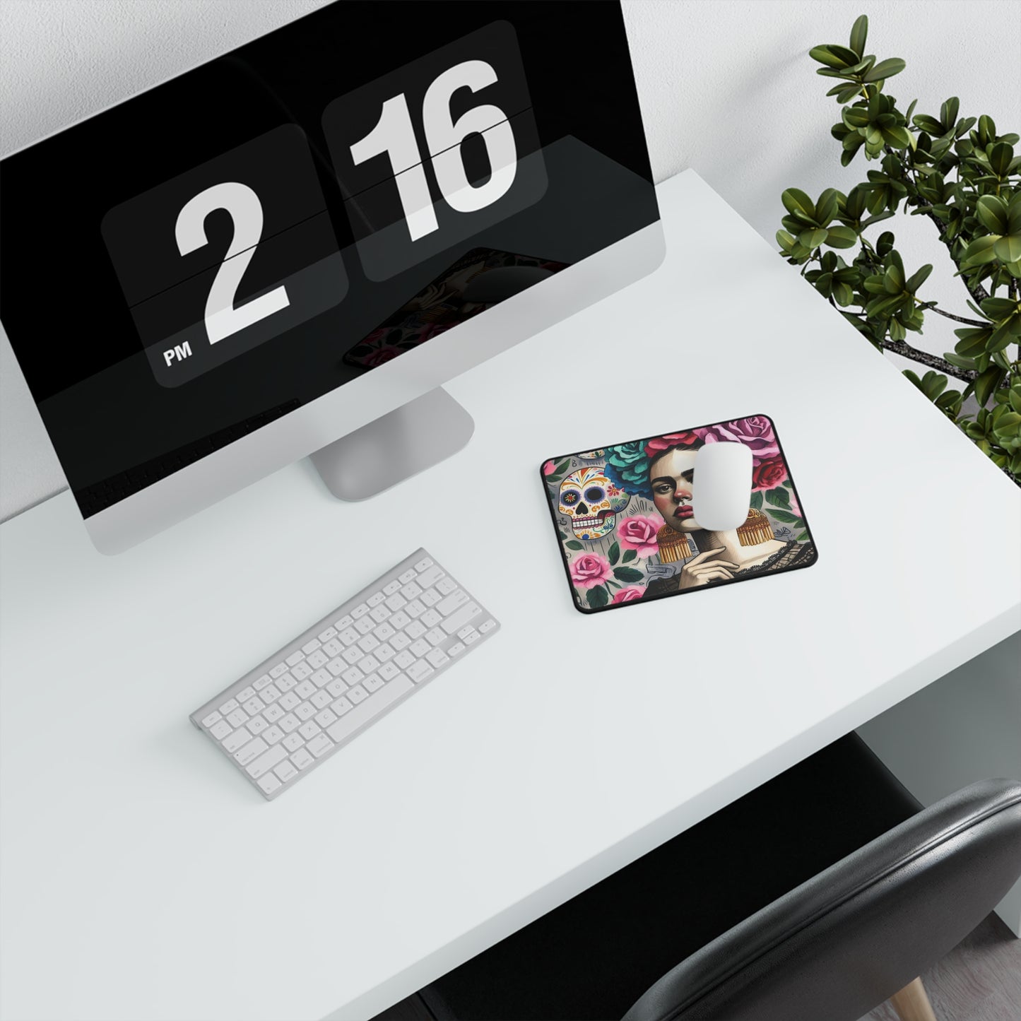 Frida con Rosas - Non-Slip Gaming Mouse Pad