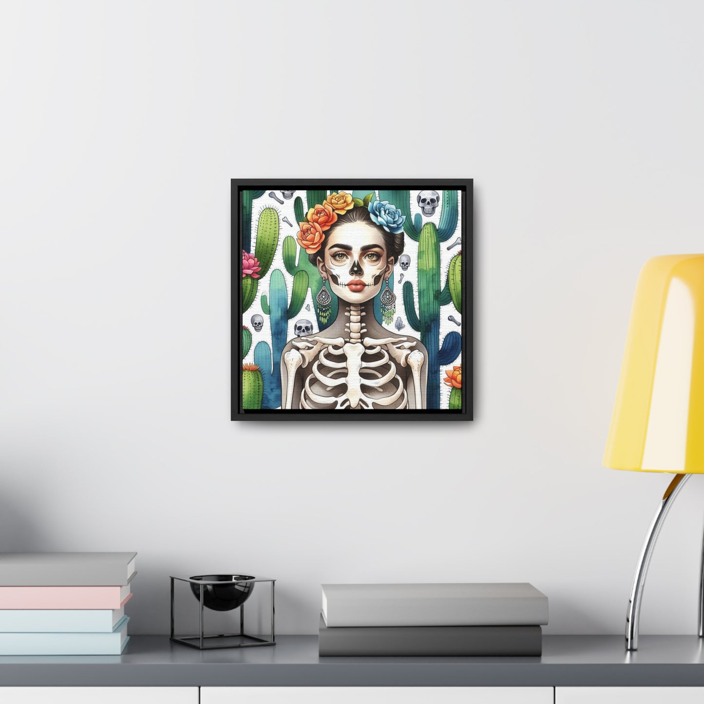 Frida con Nopal #2 - Gallery Canvas Wraps, Square Frame