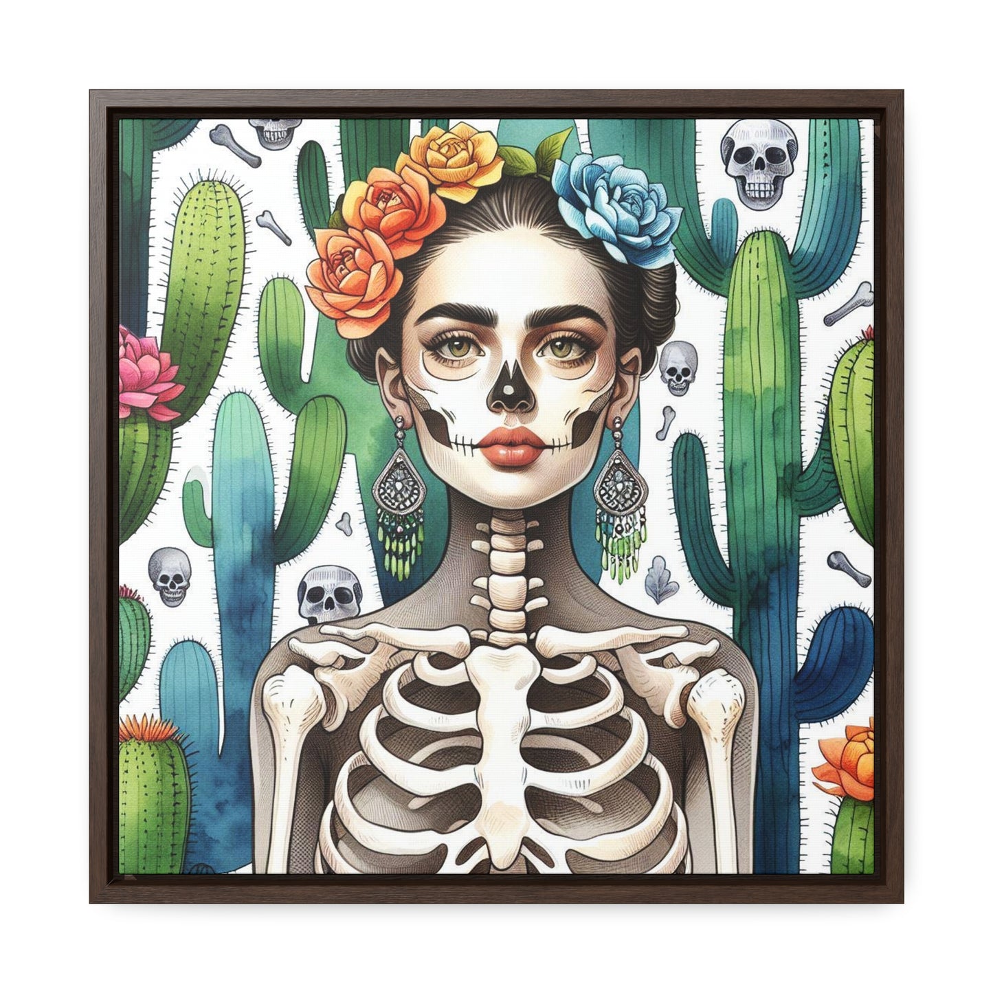 Frida con Nopal #2 - Gallery Canvas Wraps, Square Frame