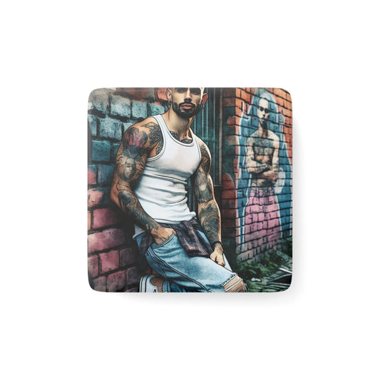 Marcus - Porcelain Magnet, Square