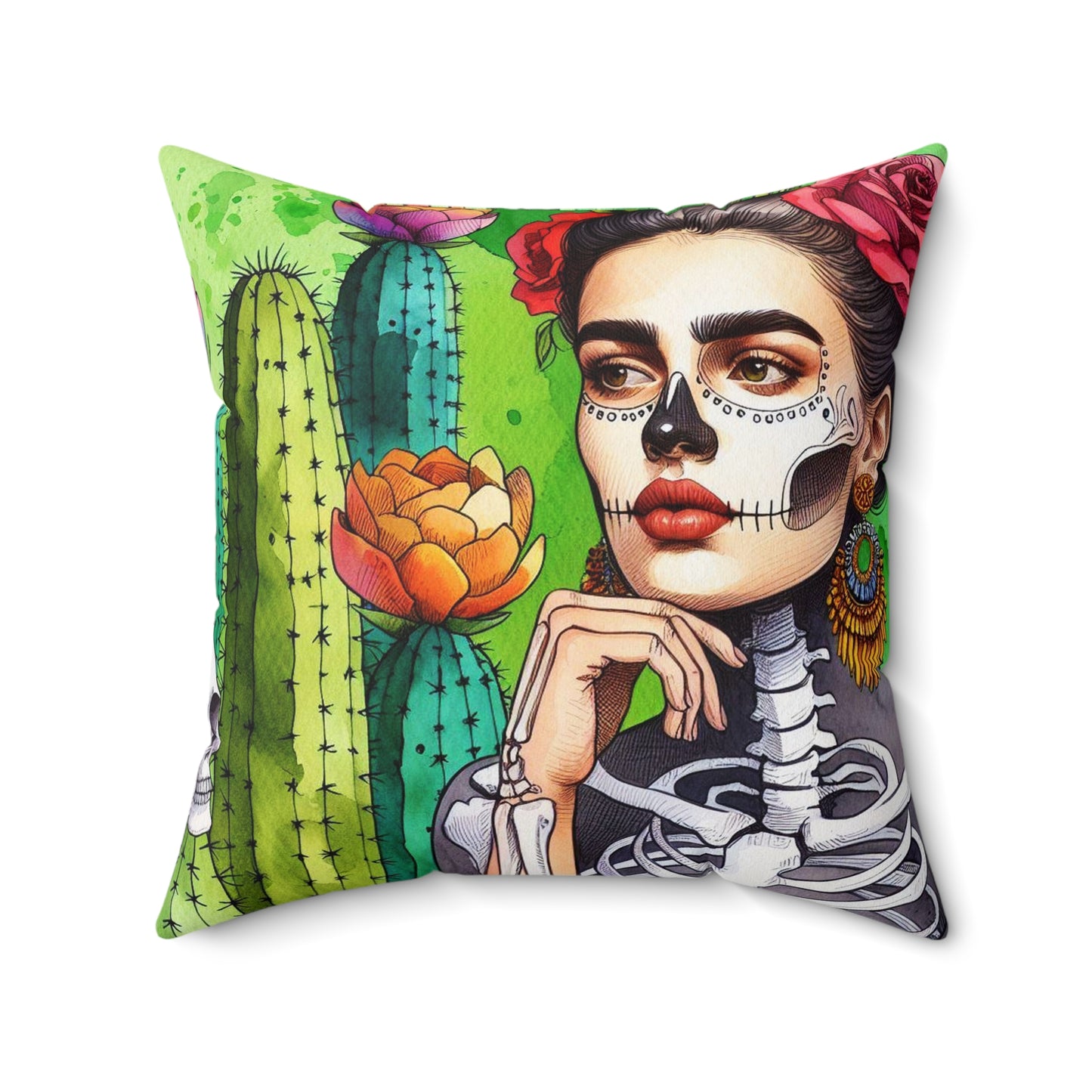 Frida con Nopal -  Pillow (18x18) (20x20)