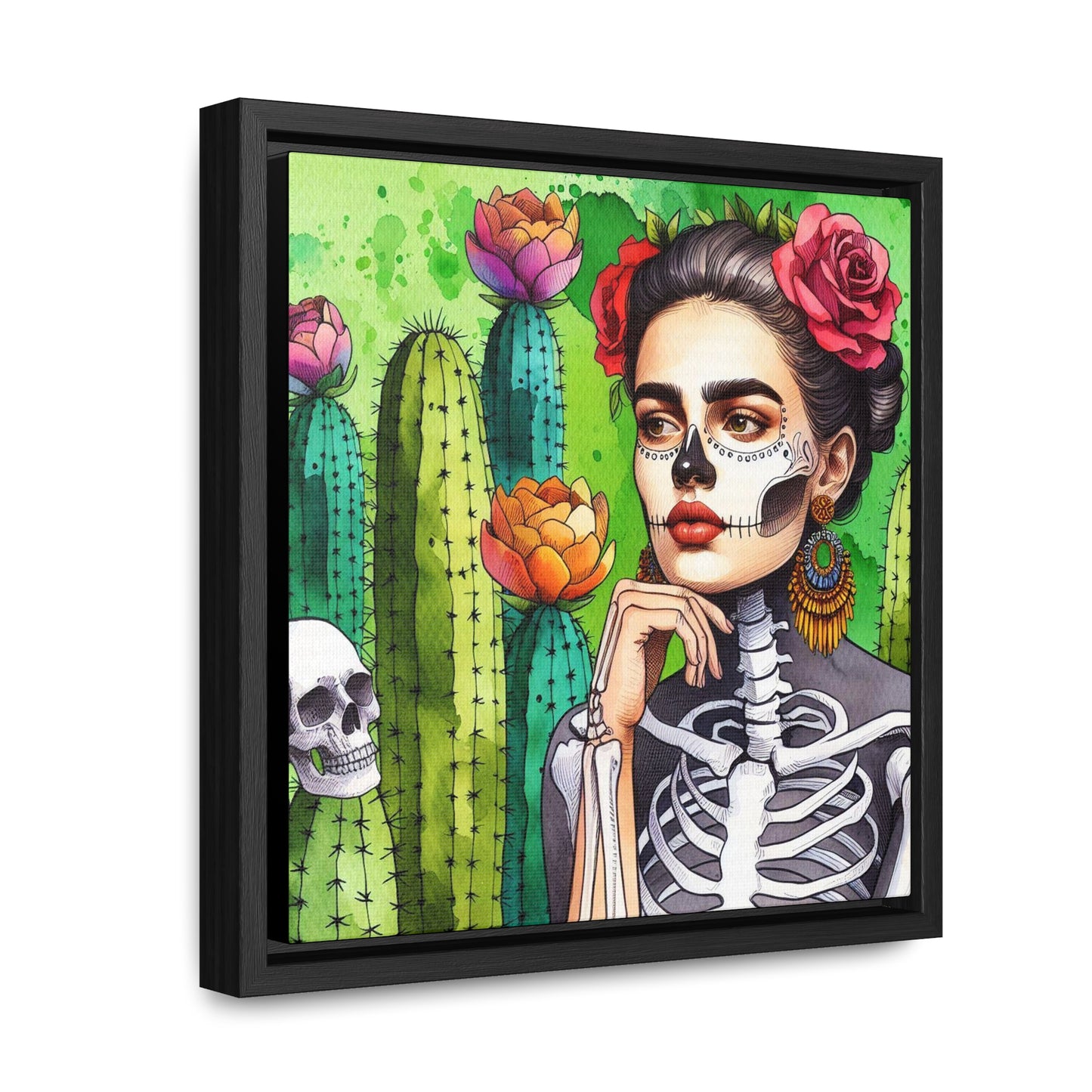 Frida con Nopal - Gallery Canvas Wraps, Square Frame