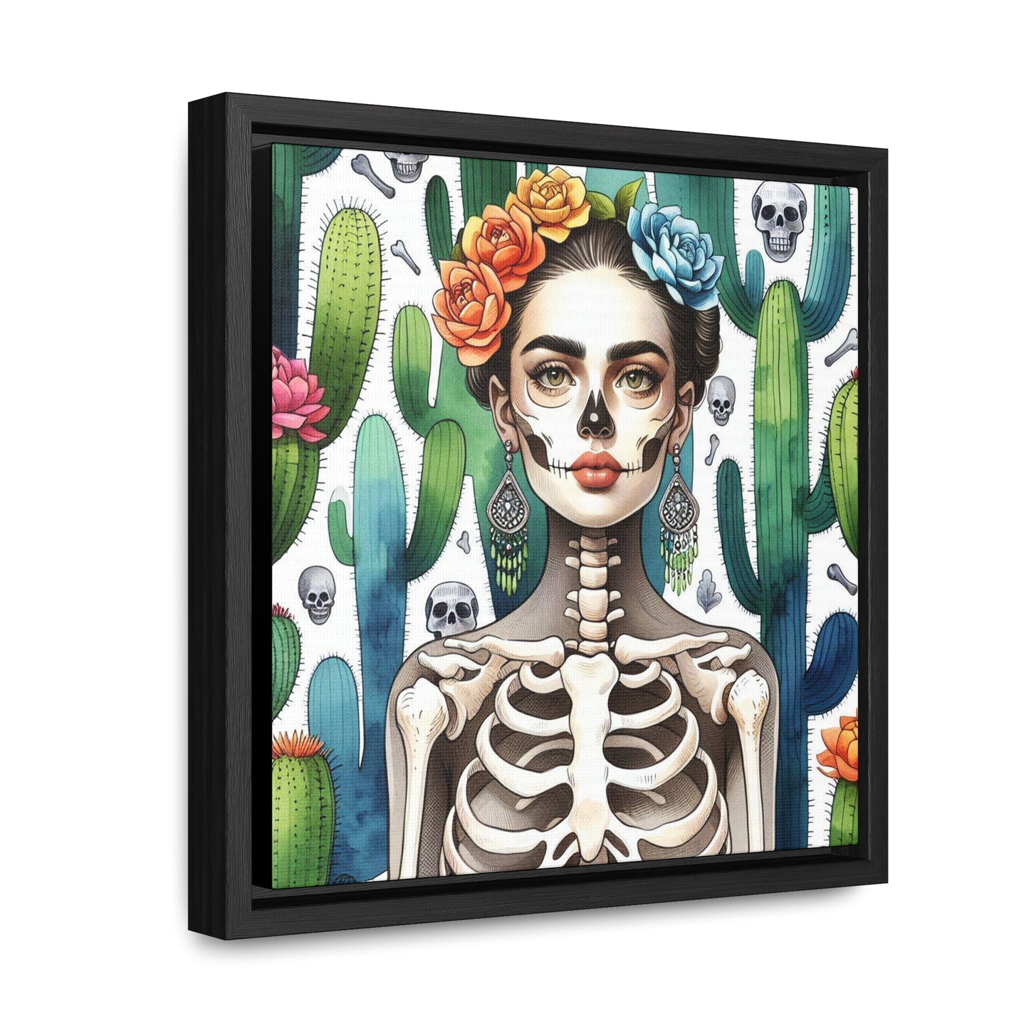 Frida con Nopal #2 - Gallery Canvas Wraps, Square Frame