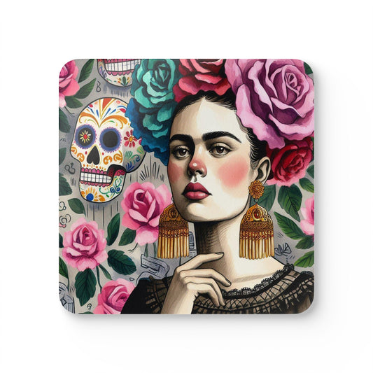 Frida con Rosas - Corkwood Coaster Set