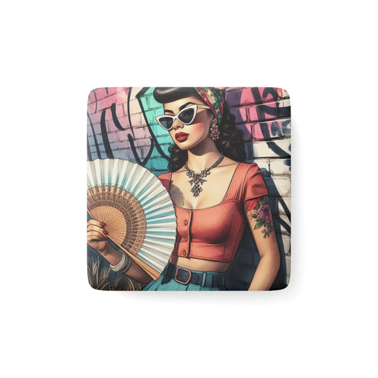 Alma - Porcelain Magnet, Square