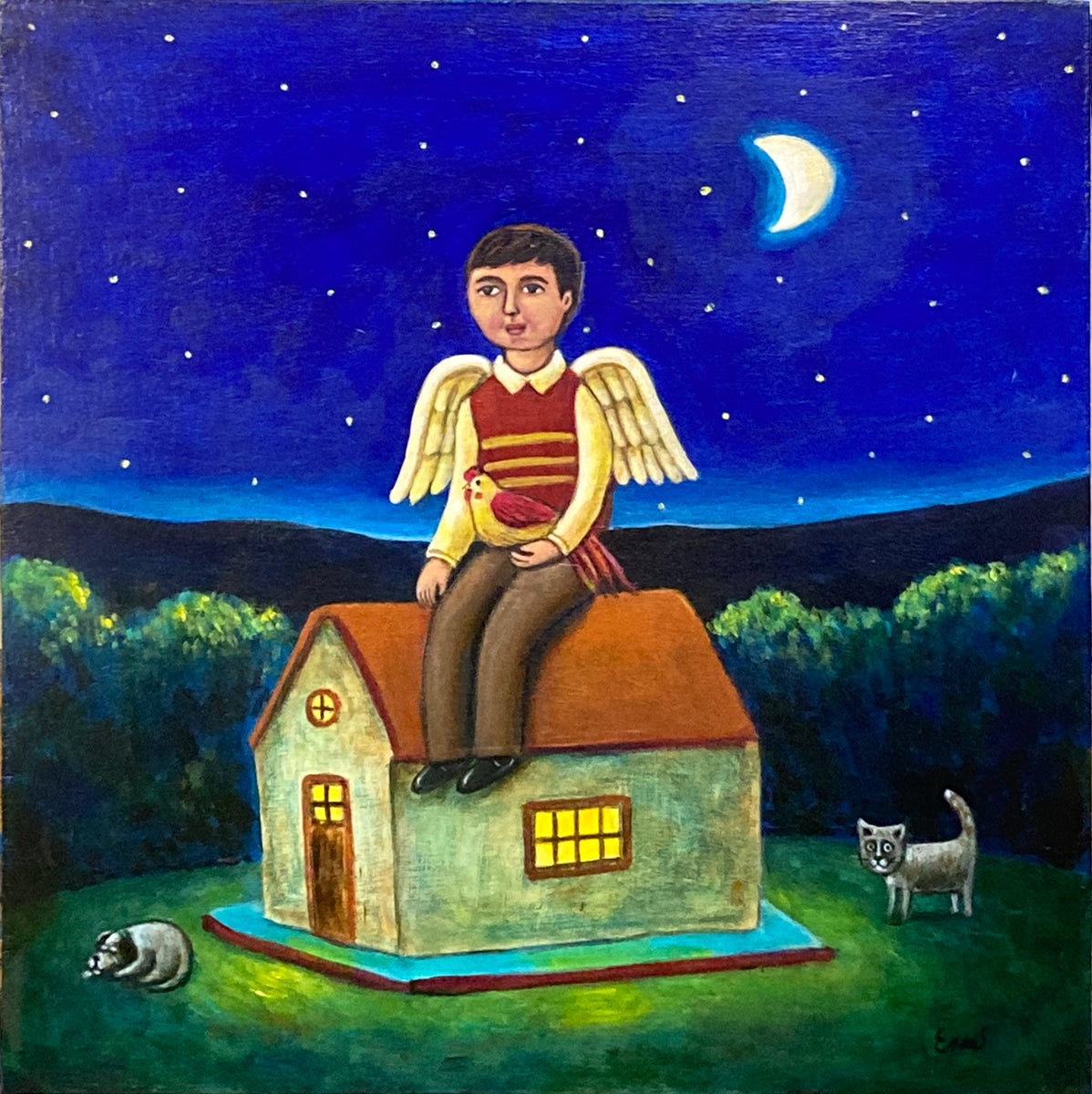 Angel with a house